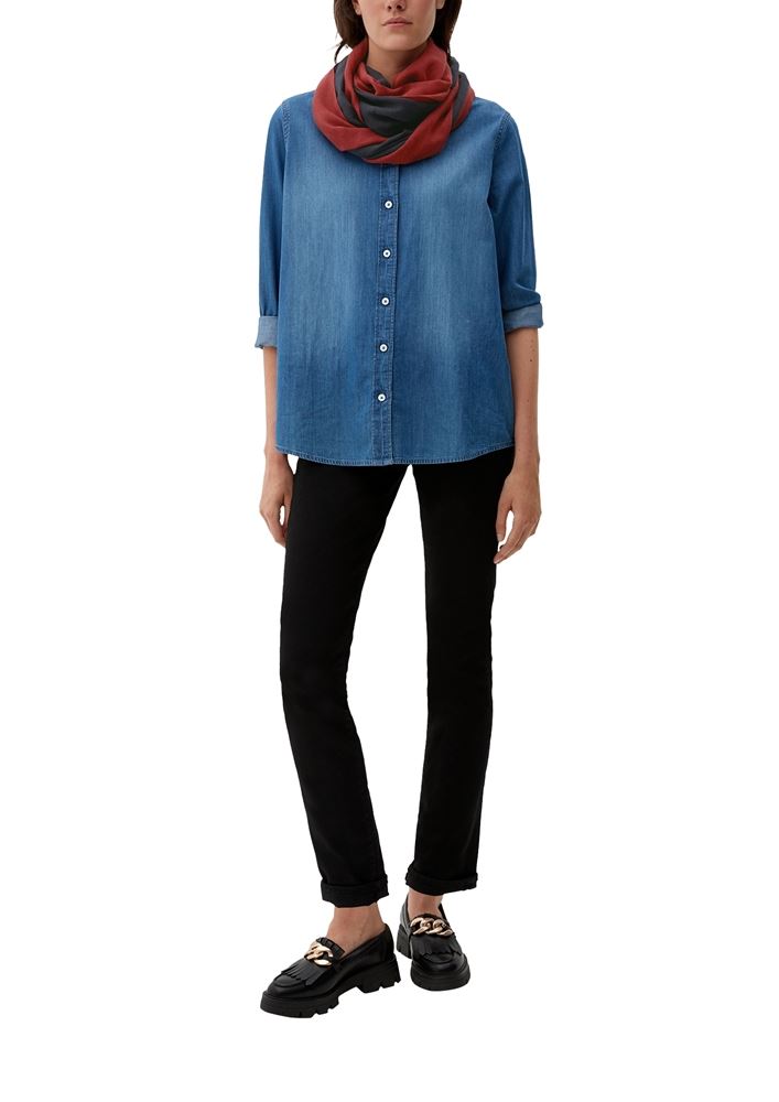 s.Oliver Loop-Schal im Colourblocking-Look S22  2121016 OneSize | 3877 RED | 