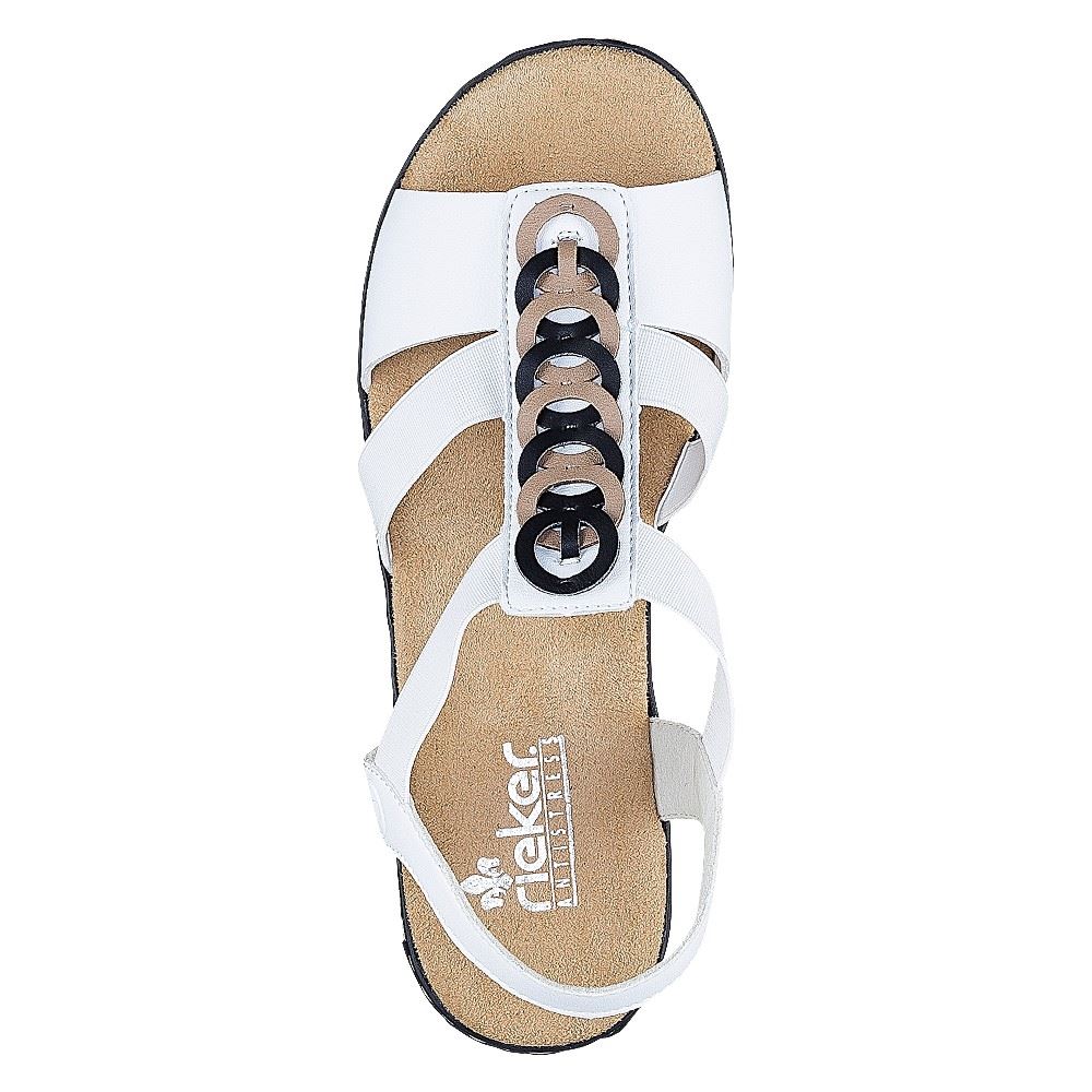 Rieker Antistress Sandaletten Keilabsatz Gummizug weiß S12 629Y2-80 41 | weiss/beige/sch | E