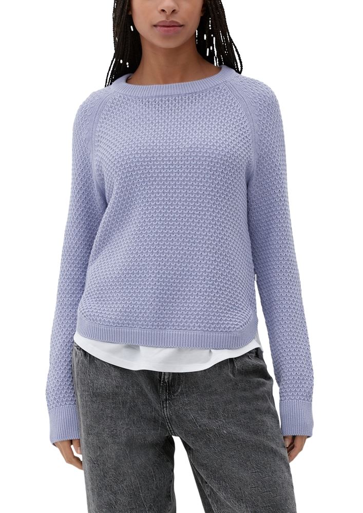 QS designed by Strickpullover Musterstruktur Rundhalsausschnitt rosa, lila S22 2125111 XXL | 4807 LILAC/PINK | 