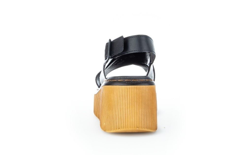 Gabor Plateau Sandale schwarz Leder 84.711.27 5,5 | schwarz (cognac | F
