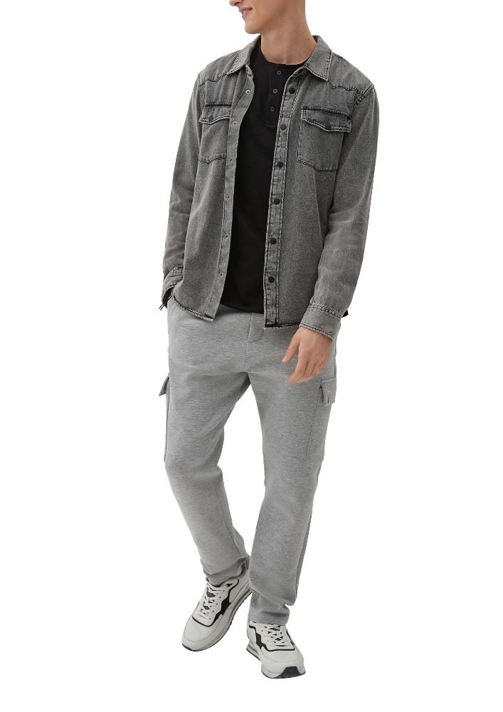 QS designed by Shirt in Flammgarnstruktur braun, schwarz S22  2124127 XS | 8437 BROWN | 