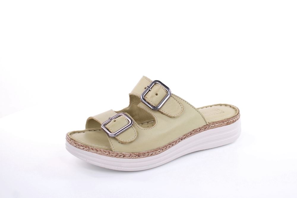 PETER ERIKSON Damen Pantolette Leder Comfort- Fußbett blau, grün S13 231539 