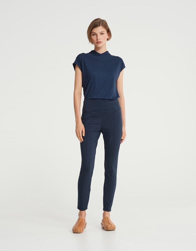 OPUS Leggings Enopi breiter Bund abgesteppte Ziernaht blau S22 1007375977100 38 | 60007 blue shad | 