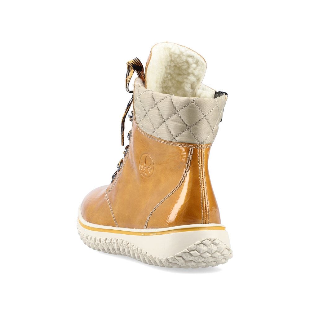 Rieker Antistress Schnürstiefel Schnürboot Lack-Optik gelb  S21  Z4206-68 39 | miele/beige | E