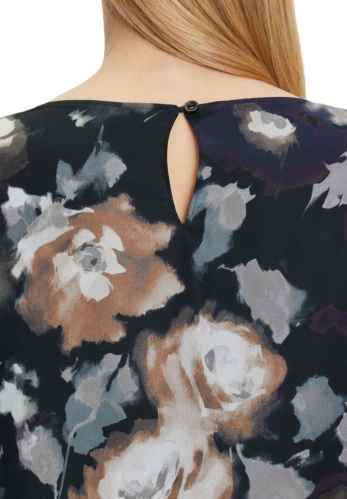 Betty Barclay Chiffonkleid florales Muster Knielang schwarz S22 12331517 38 | 9860 Black/Purp | 