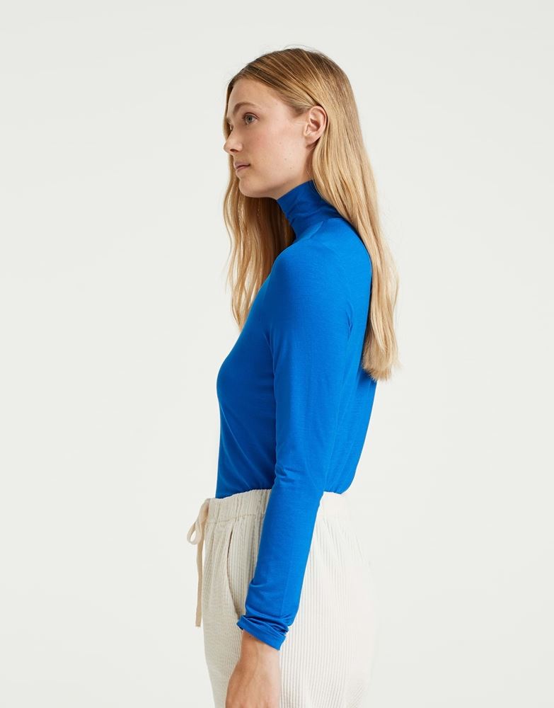 OPUS Sariette Rollkragenshirt blau und milk S22 10111810862100 44 | 30011 vibrant g | 