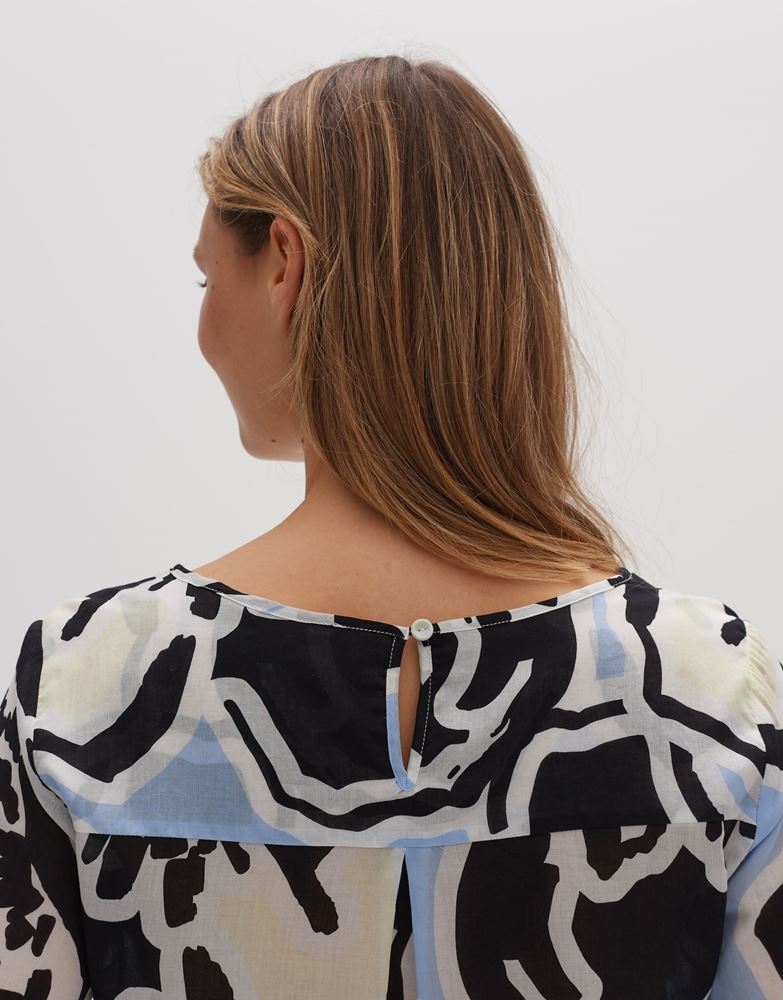 OPUS Printbluse Fu intense 3/4 Arm abstrakter  Blütendruck blau, grün S13  2044711185177 