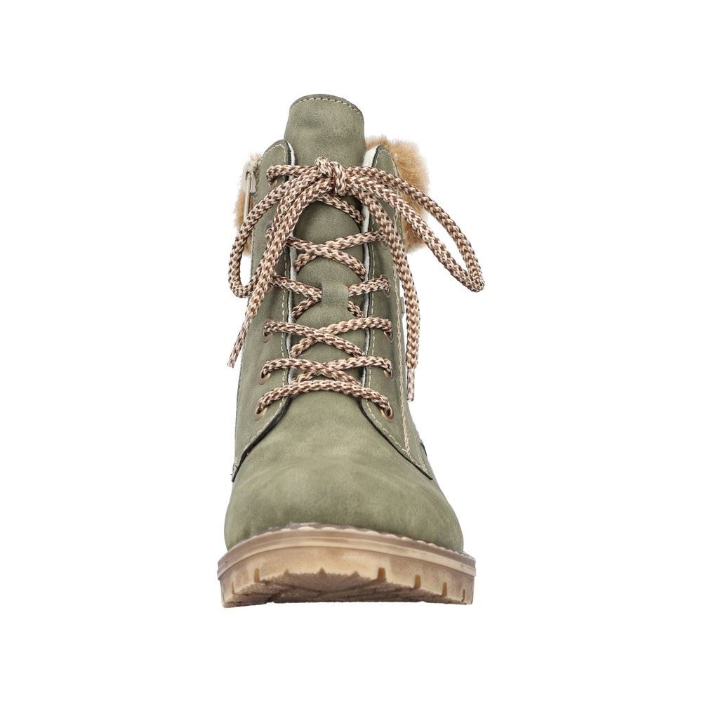 Rieker Antistress Damen Schnürboot Schnürstiefelette TEX- Membran Warmfutter Kunstfell grün S22 Y9100-54 