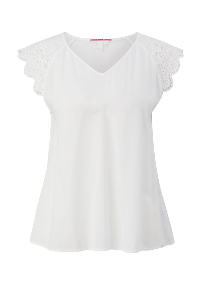 QS designed by Bluse mit Broderie Anglaise S13 2132615 