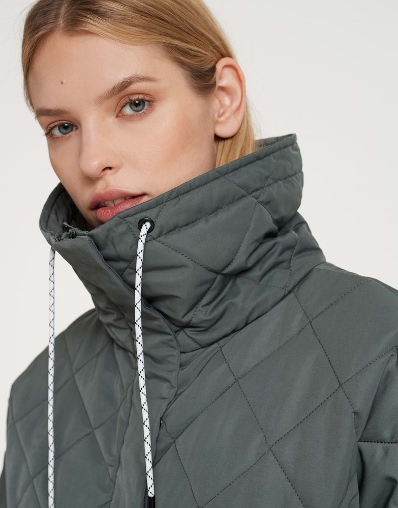 OPUS Steppweste Wirobe Cape überschnittene Schulter oversized grün S22 246669316145 
