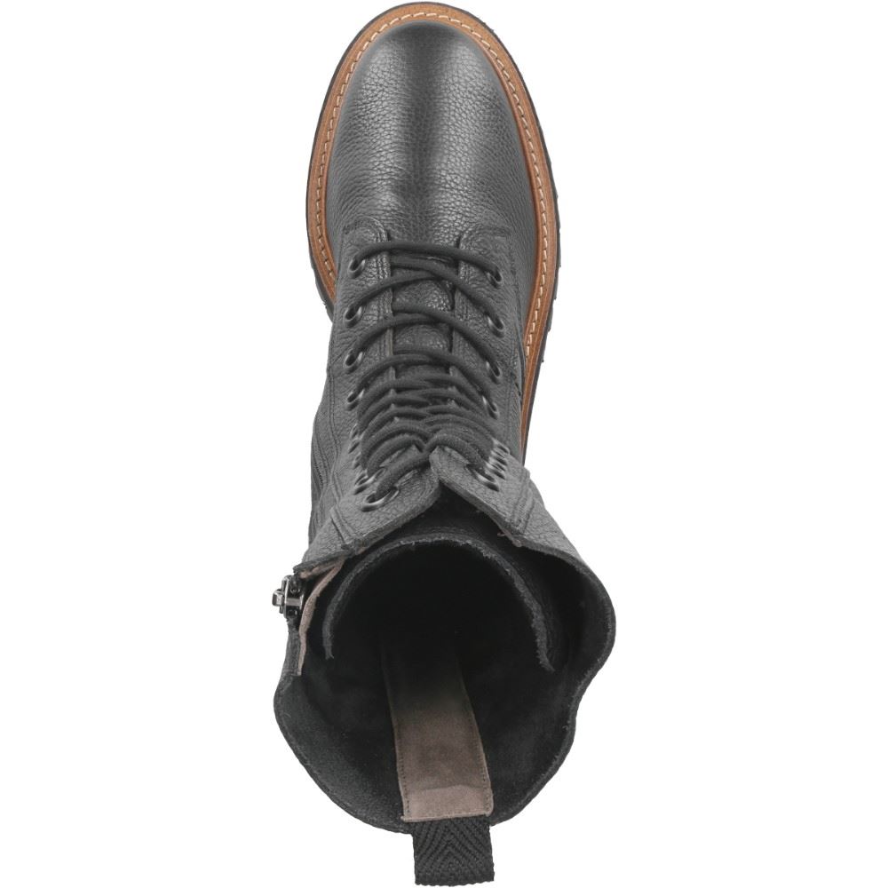 Paul Green Schnürstiefel Leder Boots Reißverschluss schwarz 9831-029 7 | black | 