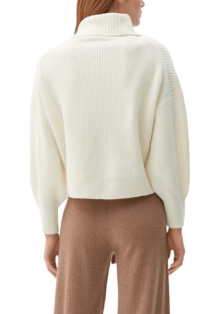 s.Oliver Pullover Rippstruktur Rollkragen weiß,orange, grün, schwarz S22 2120703 
