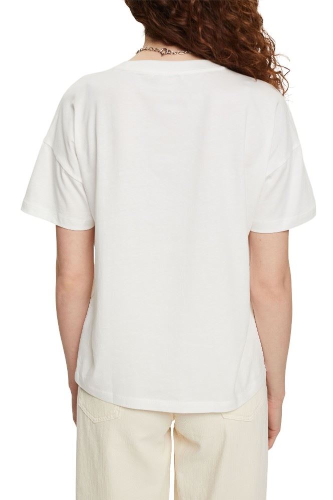EDC T- Shirt Print Baumwolle weiß blau orange S22 062CC1K314 XS | C110 OFF WHITE | 