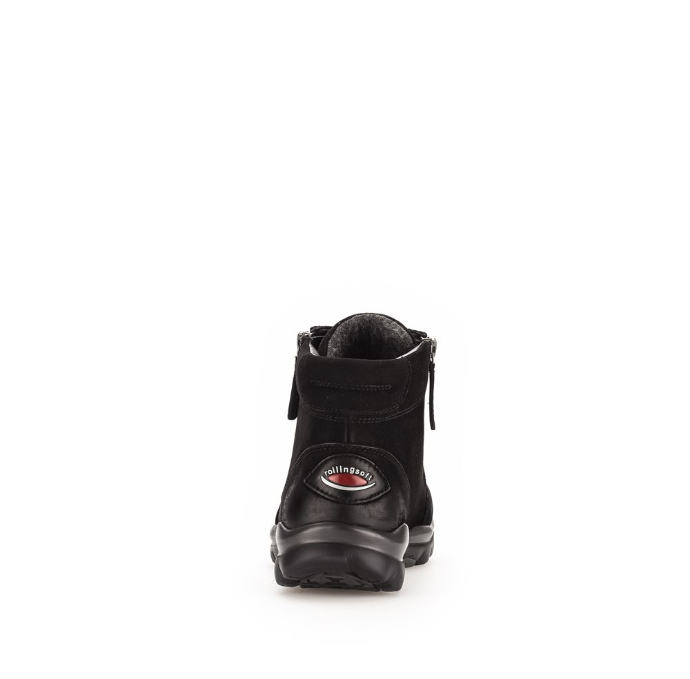 Gabor rollingsoft Schnürstiefelette Schnürboots Rauleder Wechselfußbett schwarz S23 36.868.47 