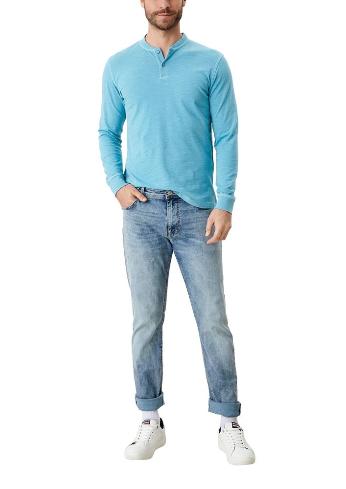 s.Oliver Henley- Shirt langarm blau schwarz S12  2116858 