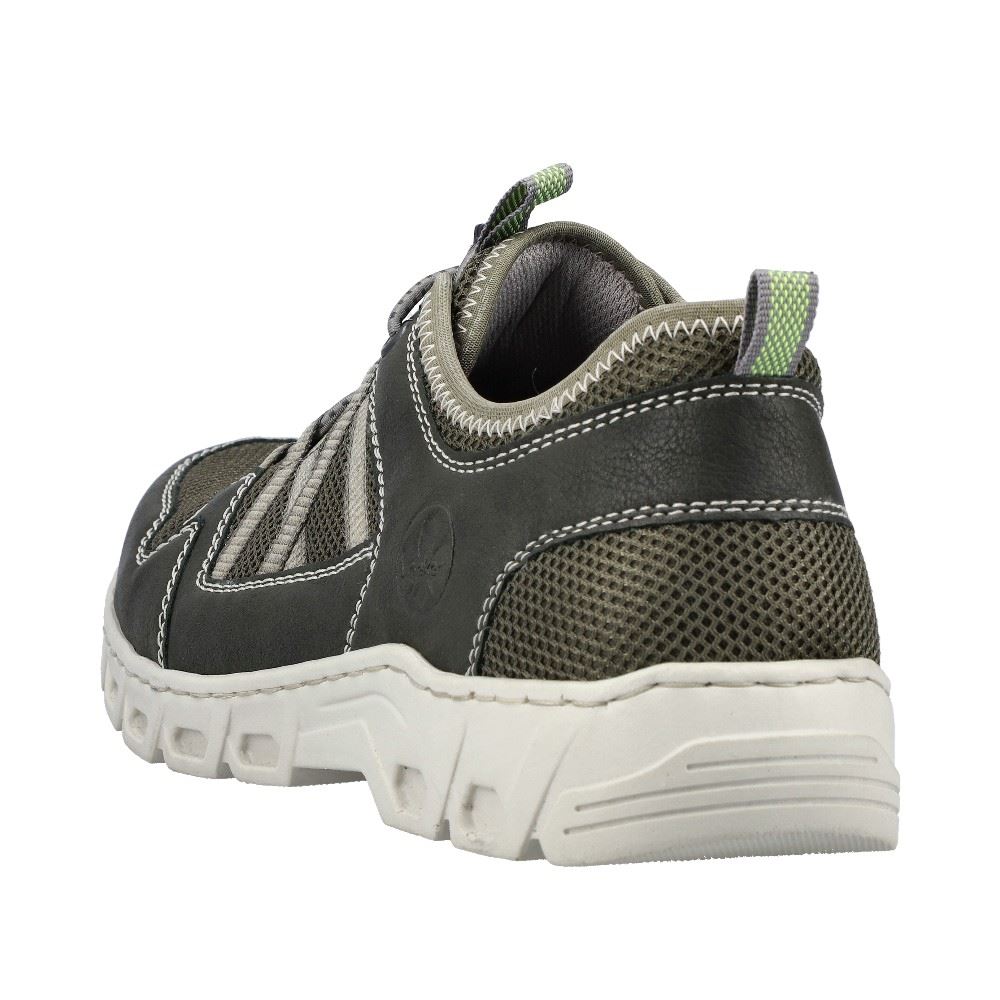 Rieker Antistress Herren Slipper Schlupfschuh Schnellschnürung Wechselfußbett grün S12 14555-54 46 | forest/vert/cem | H