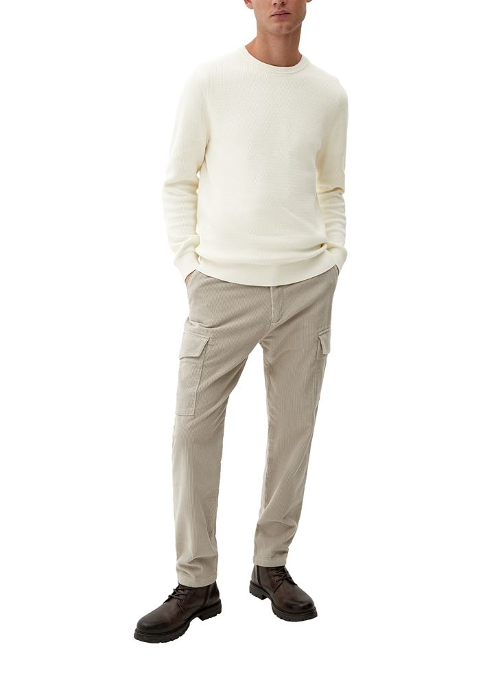 s.Oliver Herren Pullover Baumwollstrick Rundhals- Ausschnitt weiß,blau,schwarz S22  2118085 XXL | 0240 WHITE | 