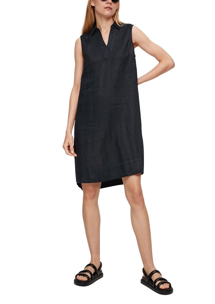 s.Oliver Leinenkleid mit V-Ausschnitt schwarz S13  2131869 