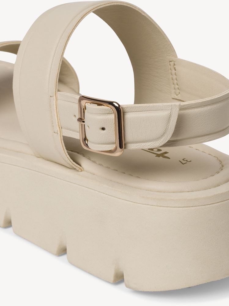 Tamaris Sandale Leder Plateauabsatz beige S13 1-1-28713-20 