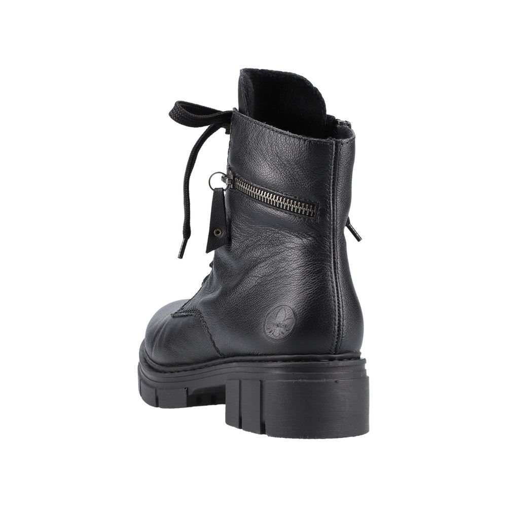 Rieker Antistress Schnürboot Biker-Boot Leder schwarz S21 Y4510-01 40 | schwarz/schwarz | G