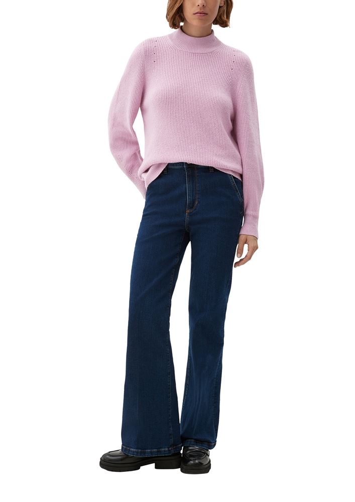 s.Oliver Damen Strickpullover Turtelneck Stehkragen weite Ärmel rosa, blau, schwarz S22  2123882 40 | 4082 LILAC/PINK | 