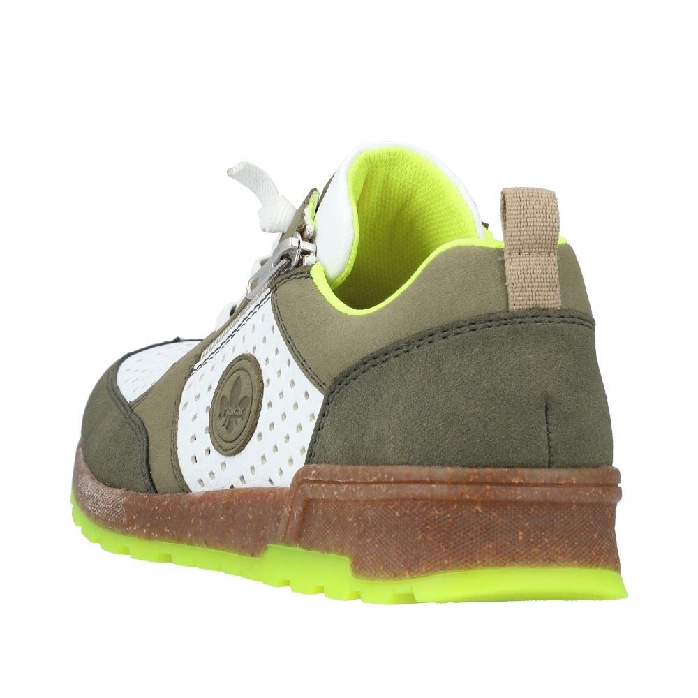 Rieker Antistress Herren Sneaker Slip on Lochmuster grün S21   15125-90 43 | olive/weiss/sag | G