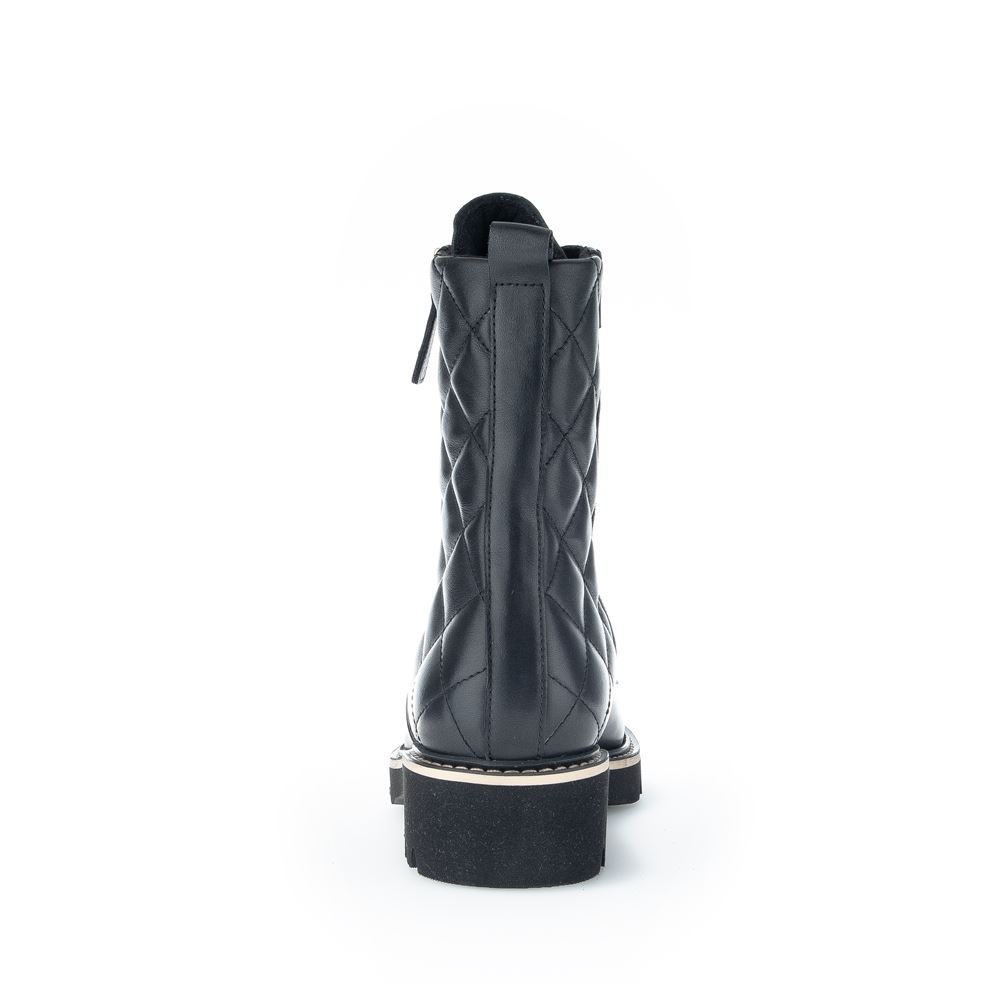 Gabor Schnürstiefelette Steppmuster Leder Wechselfußbett schwarz S22 92.735.57 5 | schwarz (Mic/go | G
