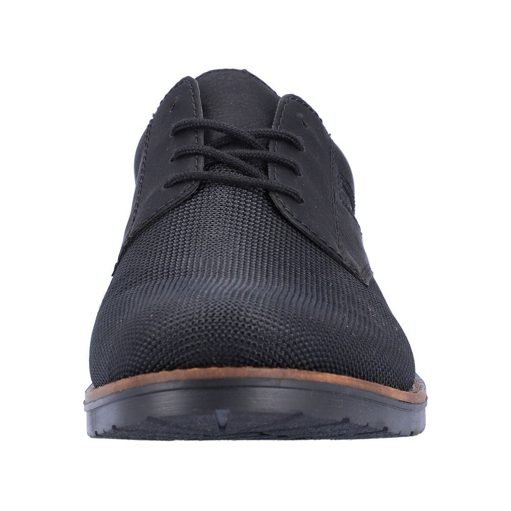 Rieker Antistress Herren Schnürschuh klassisch strukturiertes Obermaterial schwarz S22 14614-00 40 | schwarz/schwarz | G