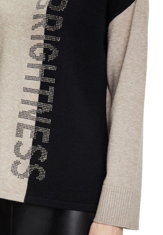 Betty Barclay Strickpullover Rollkragen Schriftzug Strasssteine schwarz S22  57581026 