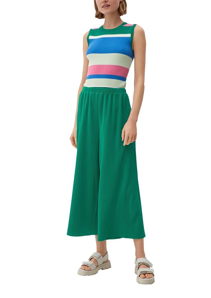 s.Oliver Regular: Culotte mit Plisséefalten grün, schwarz S13  2129625 