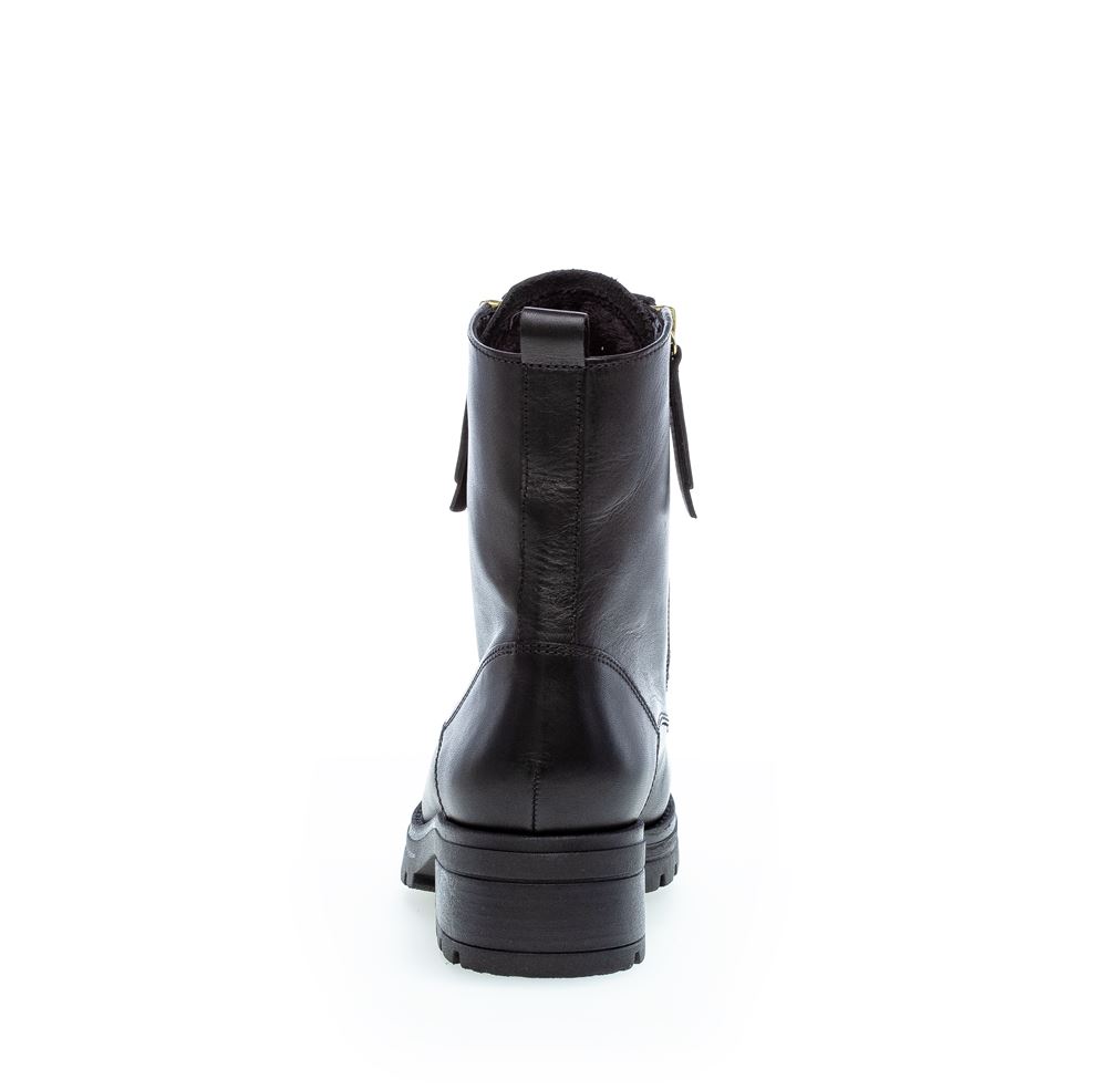 Gabor Damen Schnürstiefelette Schnürboots Leder Reißverschluss Wechselfußbett schwarz S22 92.785.67 6,5 | schw(Flausch/go | G