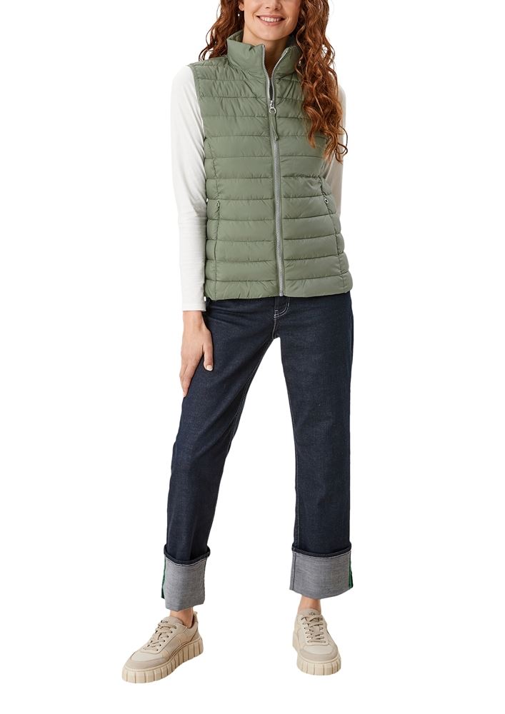 s.Oliver Damen Steppweste Stehkragen grün,blau,schwarz S22 2116408 