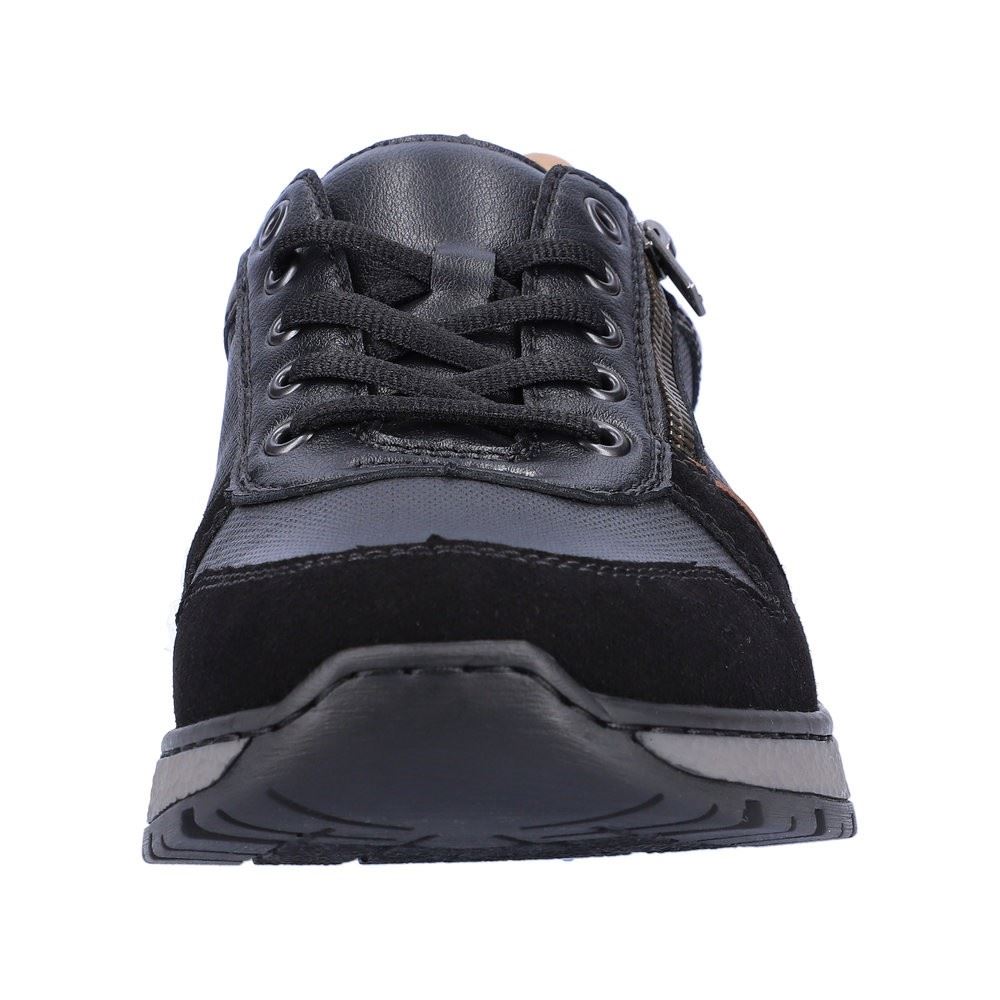 Rieker Antistress Herren Schnürhalbschuh Sneaker Wechselfußbett schwarz S22 B9050-00 44 | schwarz/schwarz | H