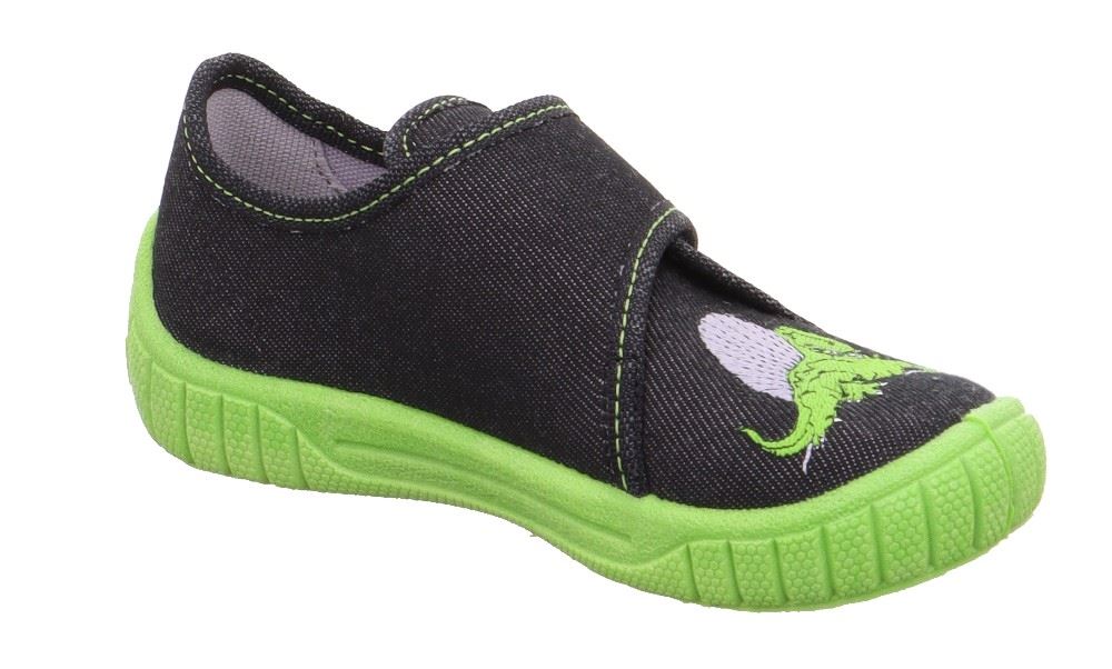 superfit Hausschuh BILL Schwarz Grün Dino 1-800278-0030 
