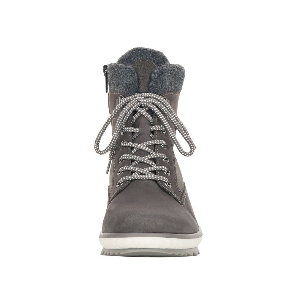 Remonte Damen Schnürstiefelette Schnürboots Rauleder TEX- Membran Warmfutter Schurwolle Wechselfußbett grau S22 R8477-45 37 | granit/smoke/gr | G
