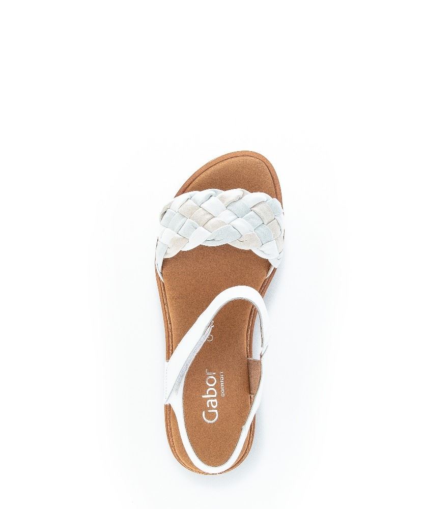 Gabor Keilsandalette Leder Comfort Mehrweite weiß S12 82.789.20 36 | bianco/ltmint/c | G