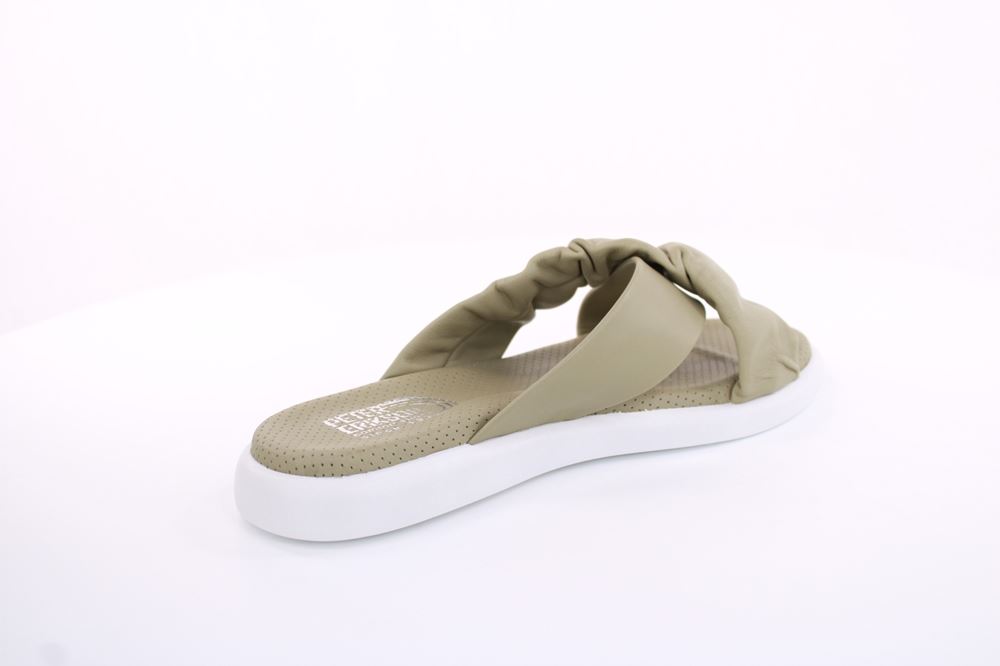 PETER ERIKSON Damen Pantolette Leder Comfort- Fußbett grün, schwarz S13 221511 