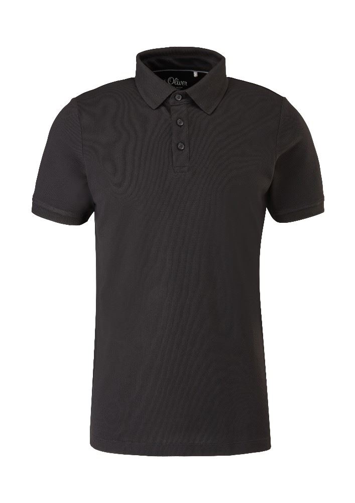 s.Oliver Poloshirt Piquestruktur schwarz und grau 2111294 