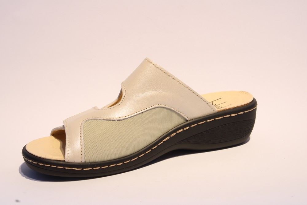 Portina Bequempantolette Wechselfußbett komplett Leder beige  10302 41 | beige | 