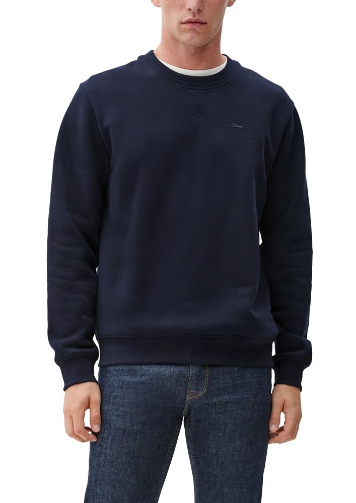 s. Oliver Herren Sweatshirt Rundhalsausschnitt Rippbündchen Logo rot, schwarz S22 2122820 
