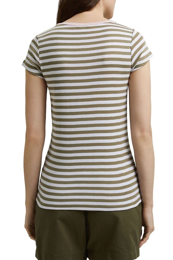 edc T- Shirt Biobaumwolle gestreift schwarz braun 991CC1K301 XS | C275 DUSTY NUDE | 