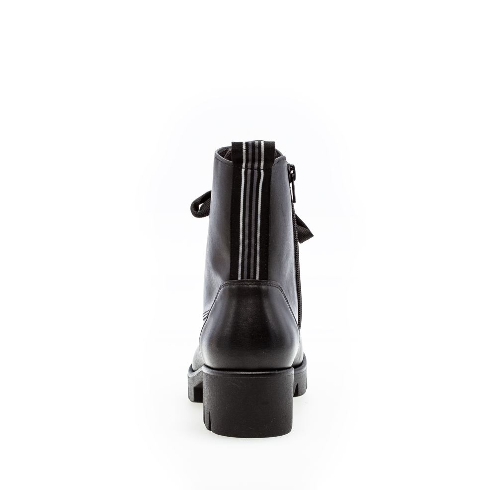 Gabor Bikerboot Schnürboot Leder Blockabsatz Wechselfußbett schwarz S22 91.711.27 