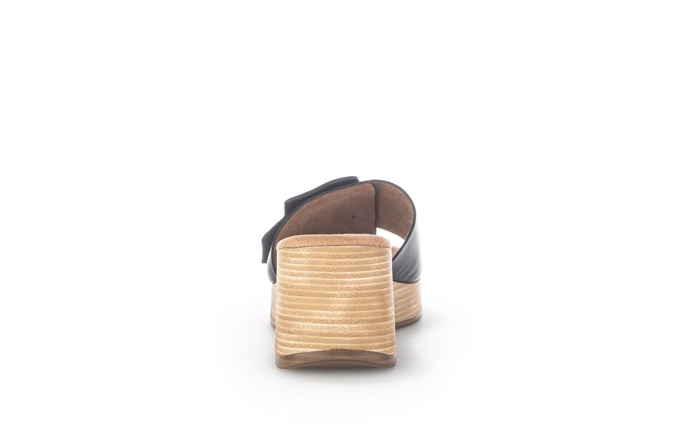 Gabor Pantolette Blockabsatz Zierschnalle Leder schwarz S13 22.722.57 