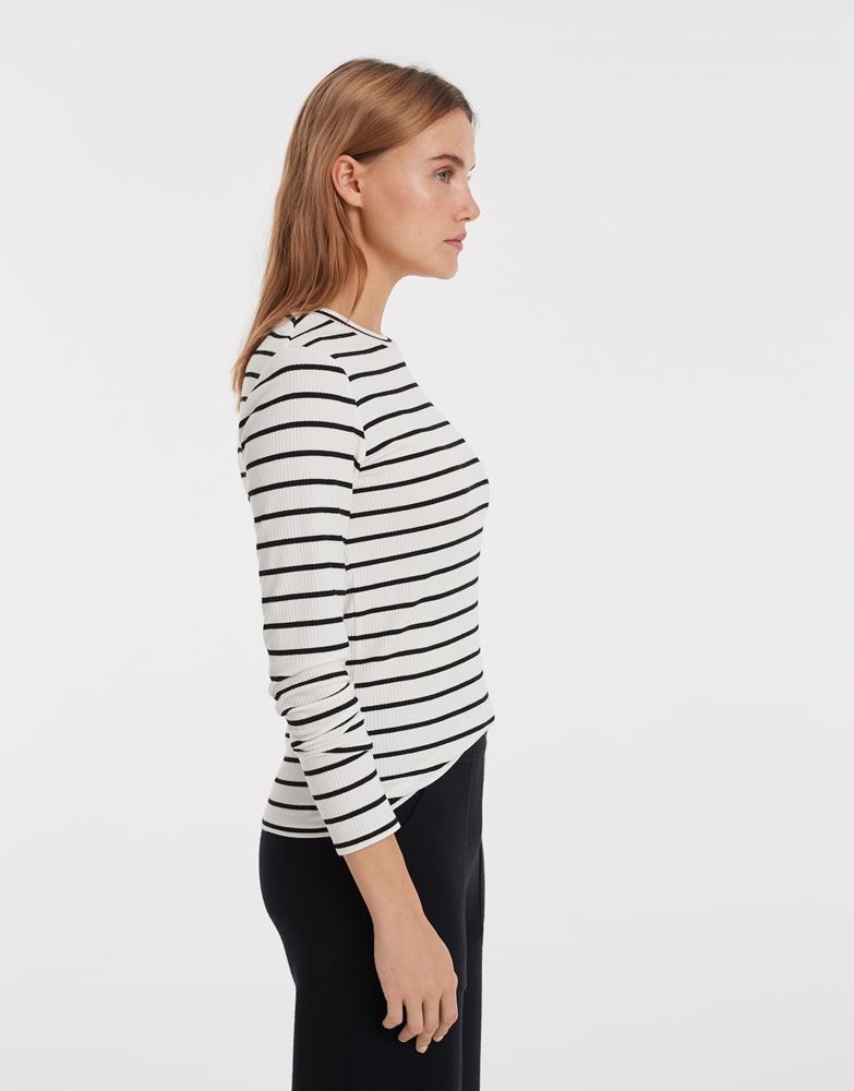 OPUS Longsleeve Salia gestreift weiß S12 10012110210115 