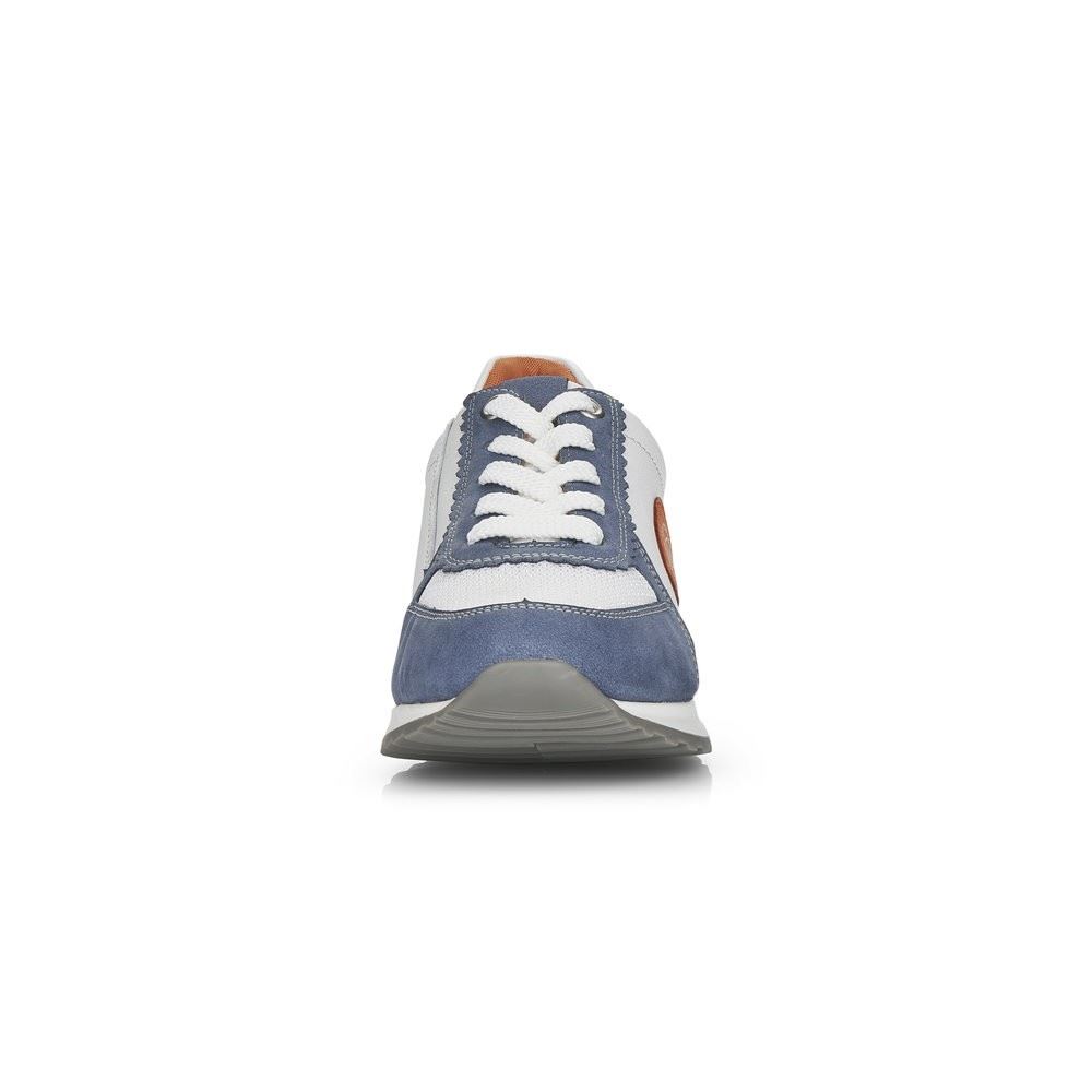 Remonte Sneaker Schnürer Leder blau kombi softfoam Wechselfußbett  R2527-15 38 | jeans/weiss/wei | F