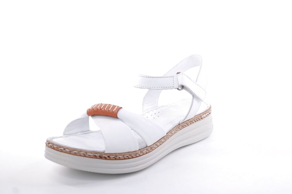PETER ERIKSON Damen Sandale Leder Comfort- Fußbett weiß, grün S13 231533 