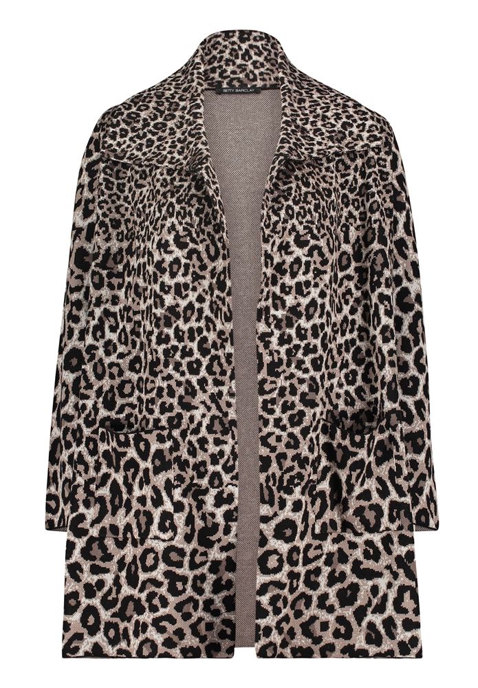 Betty Barclay Strickmantel taupe schwarz Animal S22 57671187 
