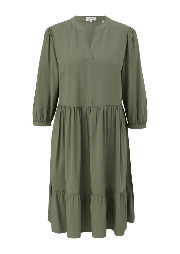 s.Oliver Volantkleid aus Viskose grün, schwarz S13  2132624 