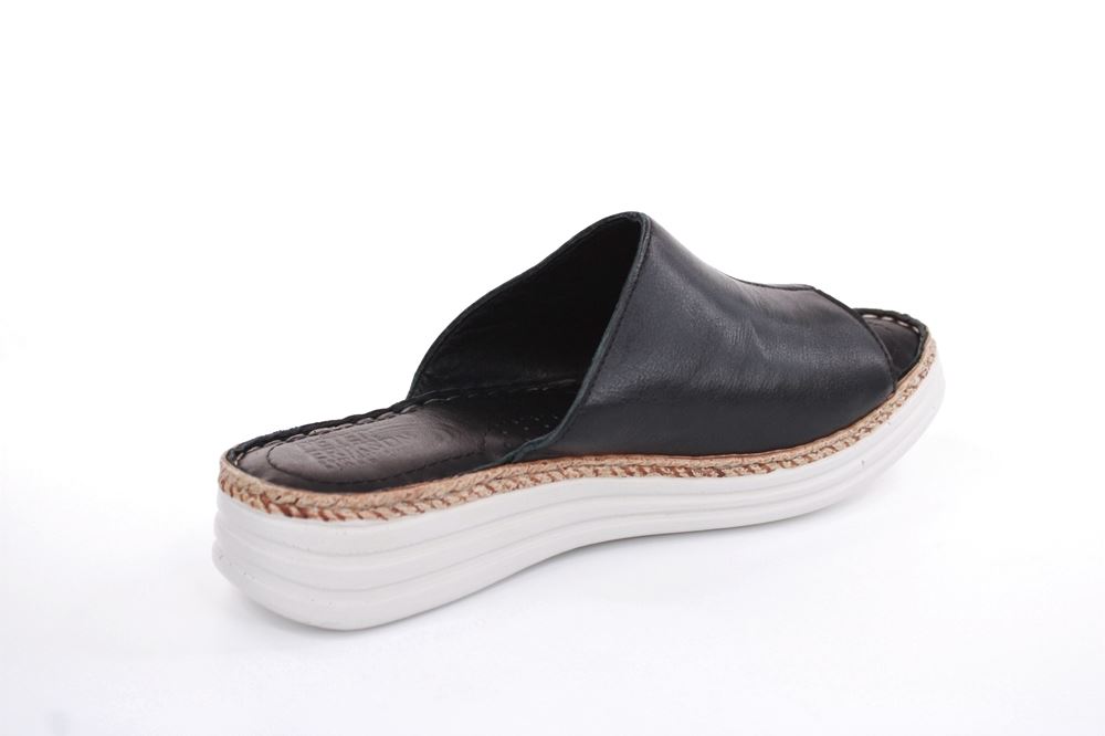 PETER ERIKSON Damen Pantolette Leder Comfort- Fußbett weiß, schwarz S13 231536 