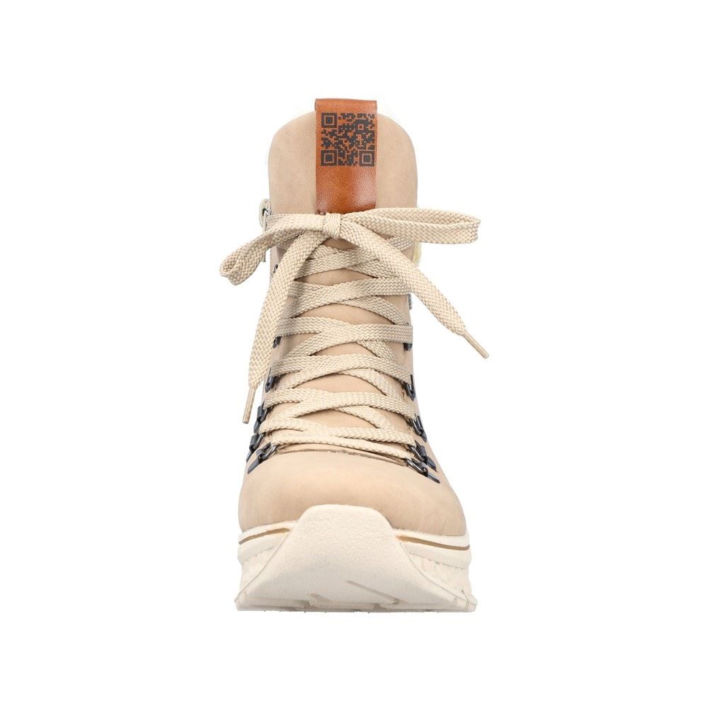 Rieker Antistress Damen Schürboot Schnürstiefelette TEX- Membran Warmfutter beige S22 48034-20 36 | camel/nuss/beig | F